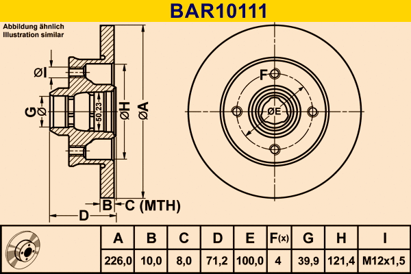 BAR10111 BARUM Тормозной диск (фото 1)