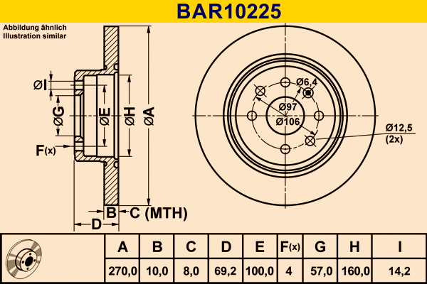 BAR10225 BARUM Тормозной диск (фото 1)