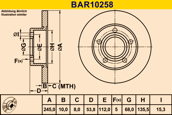 BAR10258 BARUM Тормозной диск (фото 1)