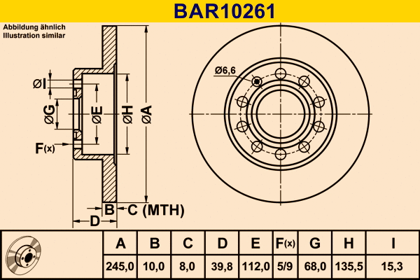 BAR10261 BARUM Тормозной диск (фото 1)
