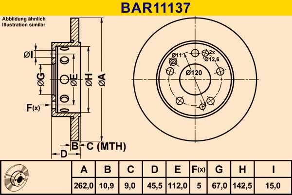 BAR11137 BARUM Тормозной диск (фото 1)