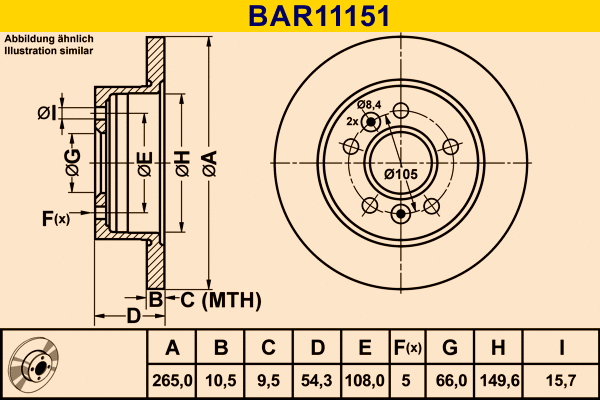 BAR11151 BARUM Тормозной диск (фото 1)