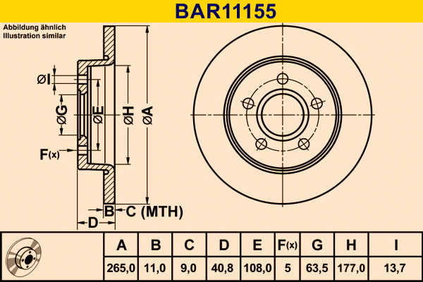BAR11155 BARUM Тормозной диск (фото 1)