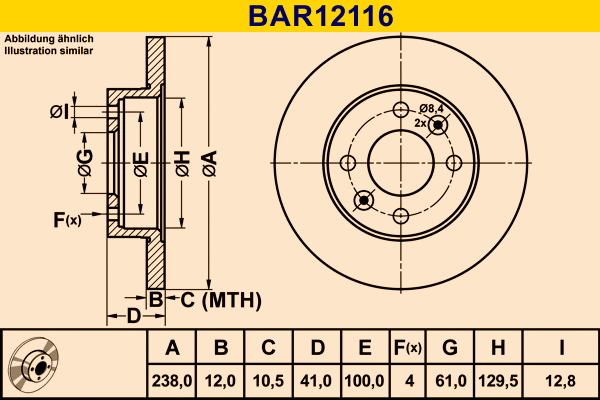 BAR12116 BARUM Тормозной диск (фото 1)