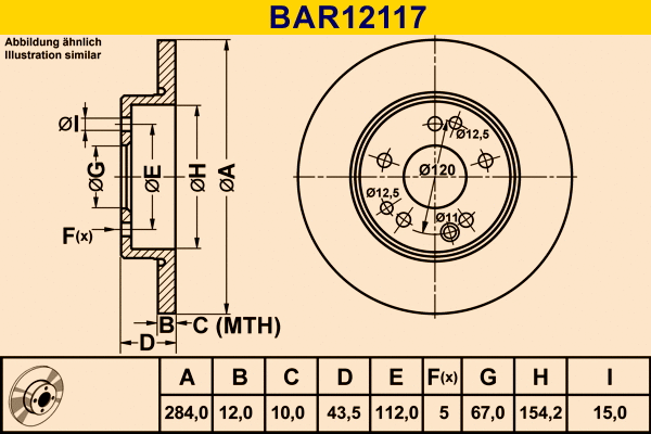 BAR12117 BARUM Тормозной диск (фото 1)