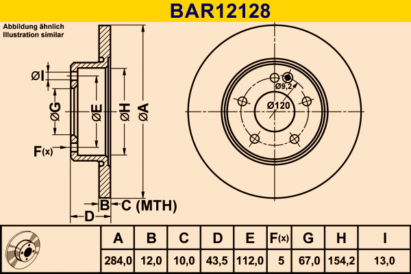 BAR12128 BARUM Тормозной диск (фото 1)