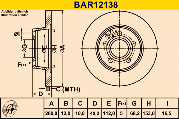 BAR12138 BARUM Тормозной диск (фото 1)