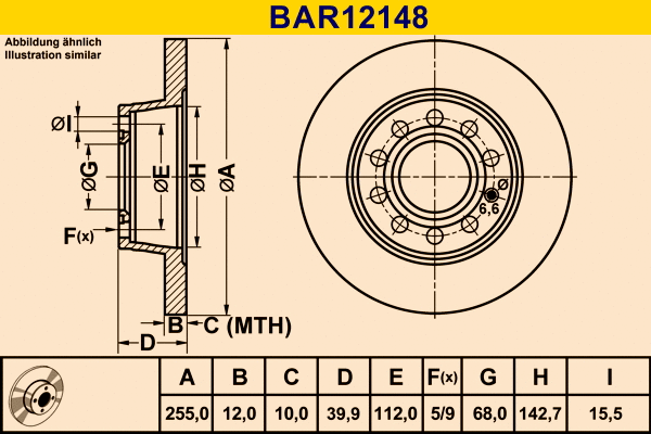 BAR12148 BARUM Тормозной диск (фото 1)