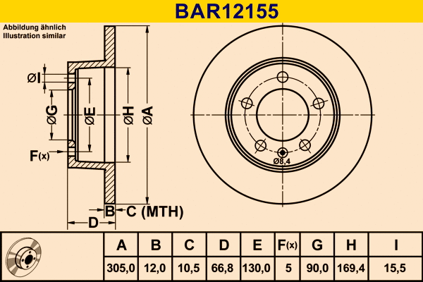 BAR12155 BARUM Тормозной диск (фото 1)