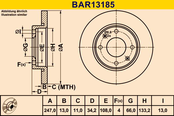BAR13185 BARUM Тормозной диск (фото 1)