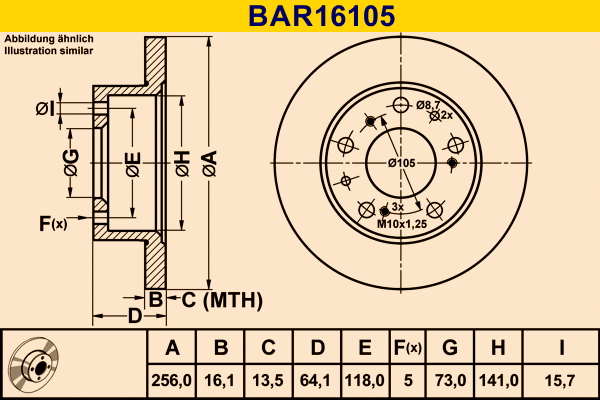 BAR16105 BARUM Тормозной диск (фото 1)