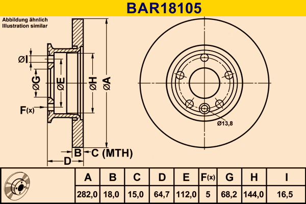 BAR18105 BARUM Тормозной диск (фото 1)