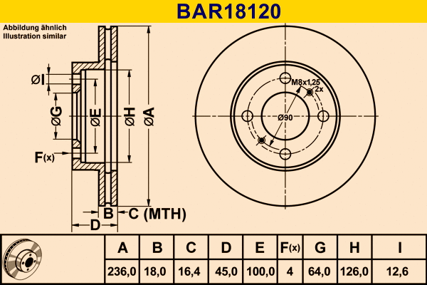 BAR18120 BARUM Тормозной диск (фото 1)