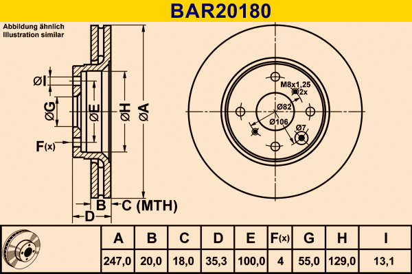 BAR20180 BARUM Тормозной диск (фото 1)