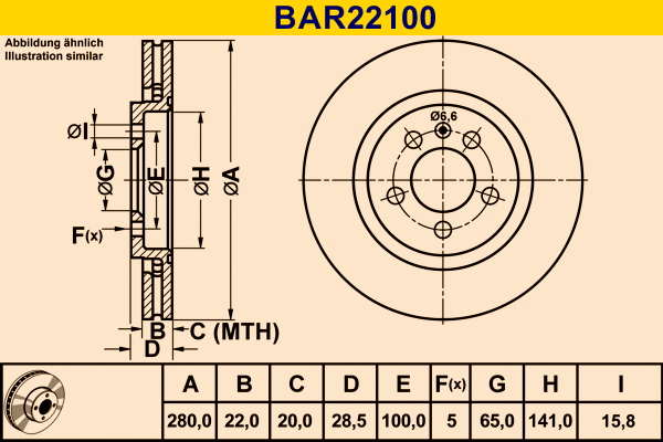 BAR22100 BARUM Тормозной диск (фото 1)