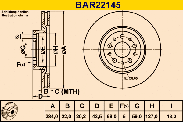 BAR22145 BARUM Тормозной диск (фото 1)