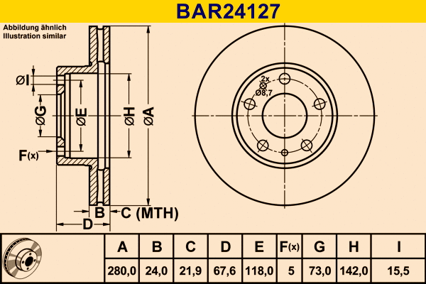BAR24127 BARUM Тормозной диск (фото 1)