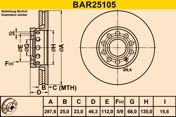 BAR25105 BARUM Тормозной диск (фото 1)