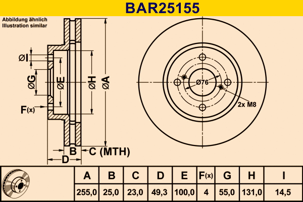 BAR25155 BARUM Тормозной диск (фото 1)