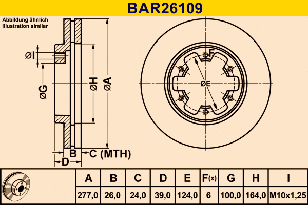 BAR26109 BARUM Тормозной диск (фото 1)