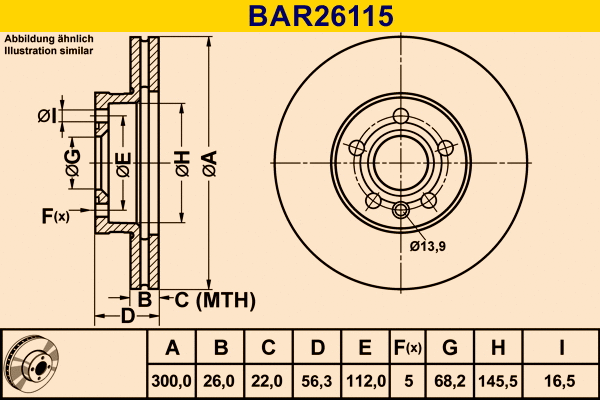 BAR26115 BARUM Тормозной диск (фото 1)