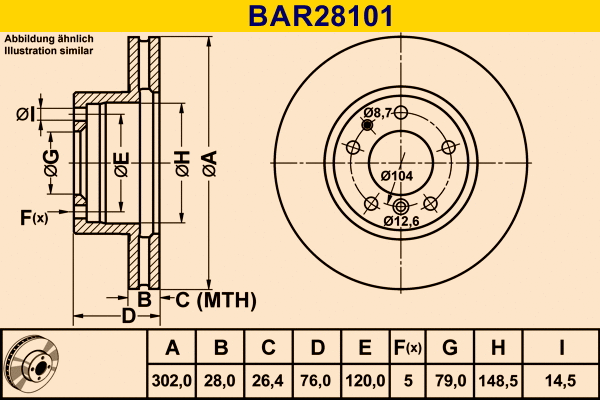 BAR28101 BARUM Тормозной диск (фото 1)