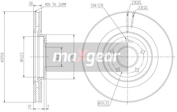 19-2364 MAXGEAR Тормозной диск (фото 2)