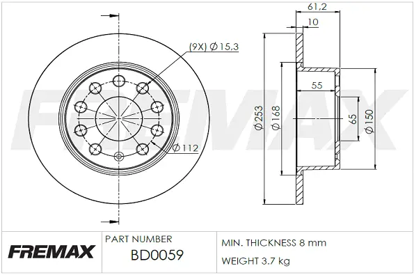 BD-0059 FREMAX Тормозной диск (фото 1)