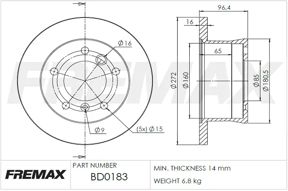 BD-0183 FREMAX Тормозной диск (фото 2)