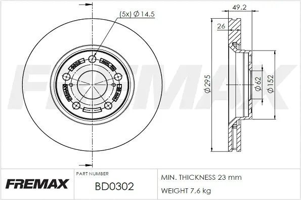 BD-0302 FREMAX Тормозной диск (фото 2)