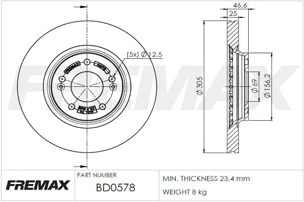 BD-0578 FREMAX Тормозной диск (фото 2)