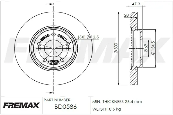 BD-0586 FREMAX Тормозной диск (фото 2)