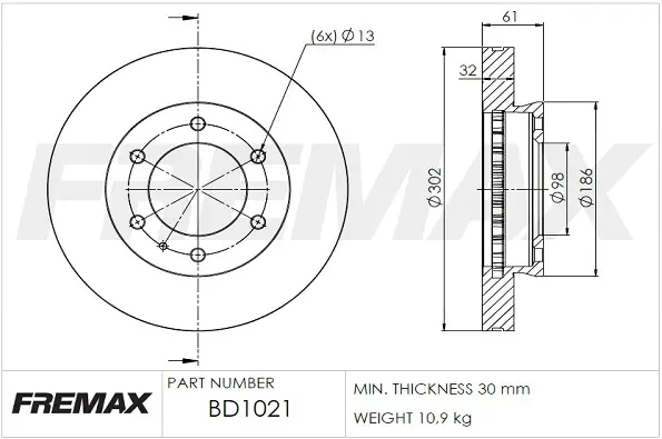 BD-1021 FREMAX Тормозной диск (фото 2)