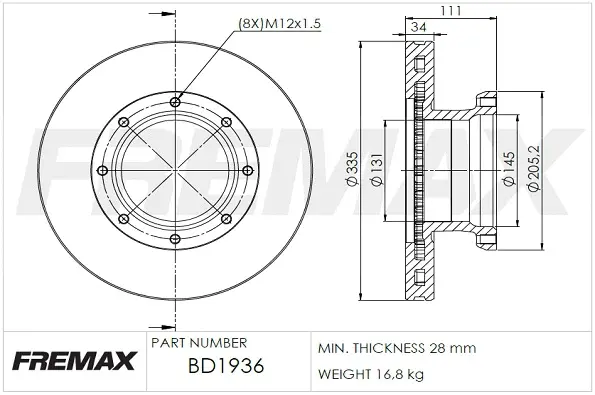 BD-1936 FREMAX Тормозной диск (фото 2)