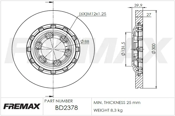 BD-2378 FREMAX Тормозной диск (фото 2)