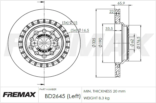 BD-2645 FREMAX Тормозной диск (фото 2)
