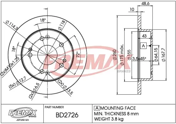 BD-2726 FREMAX Тормозной диск (фото 1)