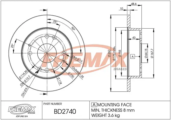 BD-2740 FREMAX Тормозной диск (фото 2)