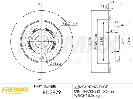 BD-2879 FREMAX Тормозной диск (фото 1)