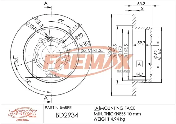 BD-2934 FREMAX Тормозной диск (фото 2)