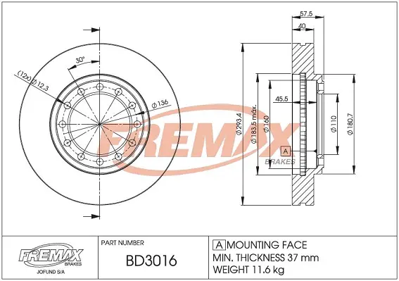 BD-3016 FREMAX Тормозной диск (фото 2)