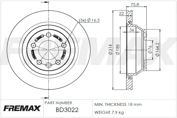 BD-3022 FREMAX Тормозной диск (фото 2)