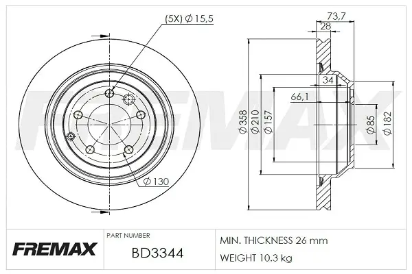 BD-3344 FREMAX Тормозной диск (фото 1)