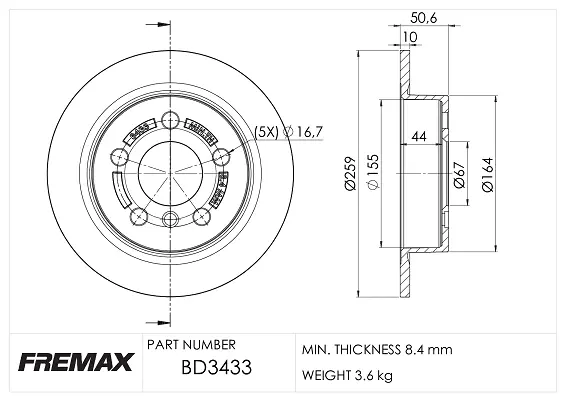 BD-3433 FREMAX Тормозной диск (фото 1)