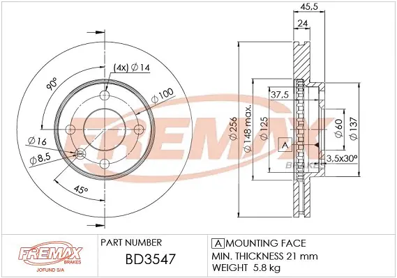 BD-3547 FREMAX Тормозной диск (фото 2)