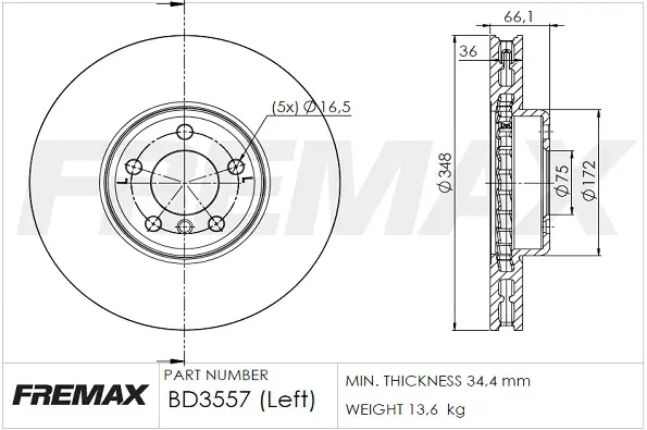 BD-3557 FREMAX Тормозной диск (фото 1)