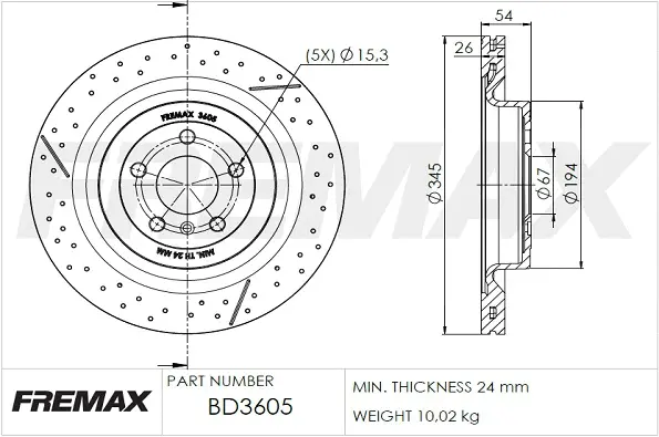 BD-3605 FREMAX Тормозной диск (фото 2)