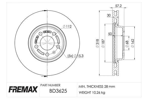 BD-3625 FREMAX Тормозной диск (фото 1)