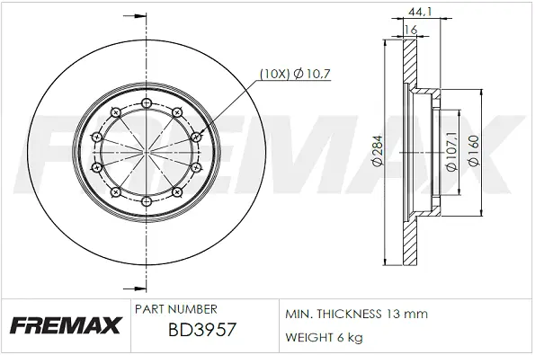 BD-3957 FREMAX Тормозной диск (фото 2)