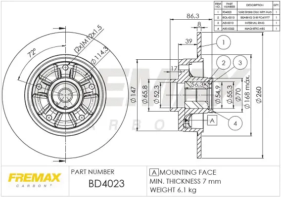 BD-4023-KT FREMAX Тормозной диск (фото 1)